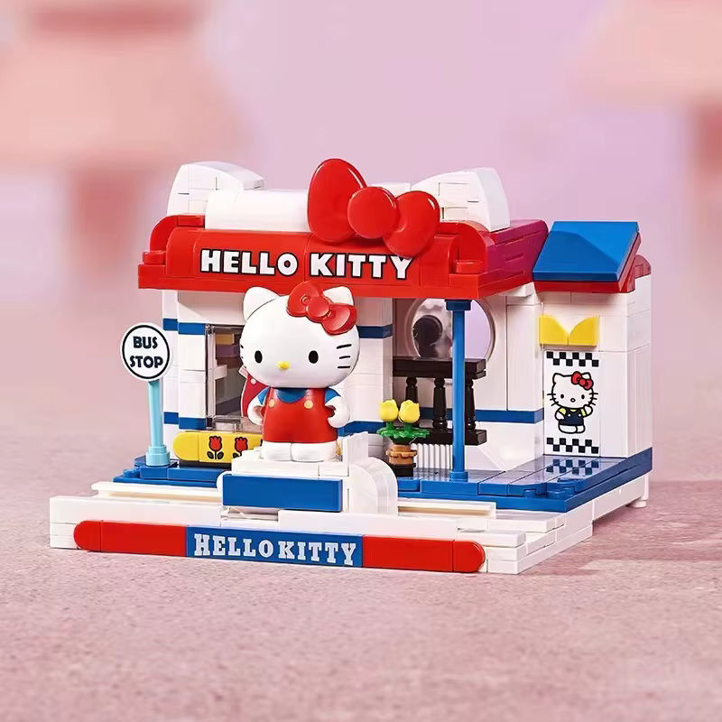 Sanrio Bausteine Spielzeug Set mit 6 verschiedenen Anime Figuren Hello Kitty Cartoon Modelle aus Kunststoff in Mehrfarbig - Bild 3