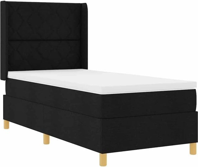 vidaXL Boxspringbett mit Matratze in Schwarz aus Stoff, B/T: 100 x 200 cm - Bild 1