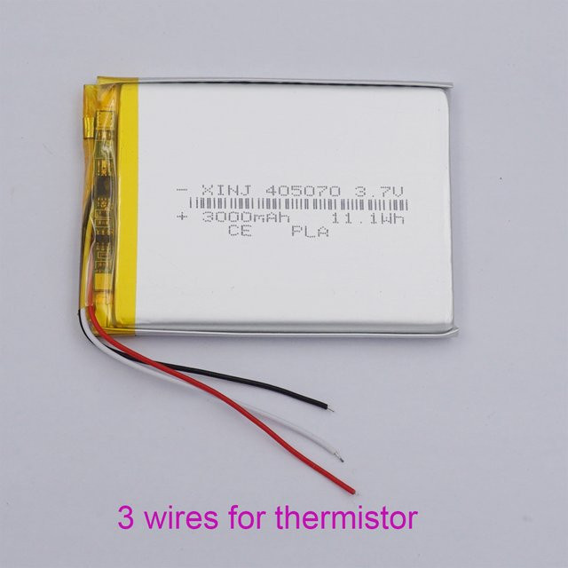 XINJ Li-Ion Polymer Akku 3,7 V 11,1 Wh mit 3 Drähten und Thermistor für GPS, LED Light Pad und tragbare Tablets - Bild 1