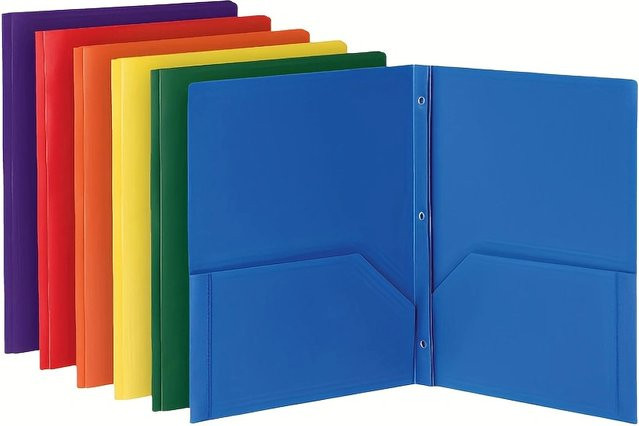 5er Set Kunststoff-Ordner in 6 Farben mit Taschen und Klammern für Büro und Schule - Bild 1