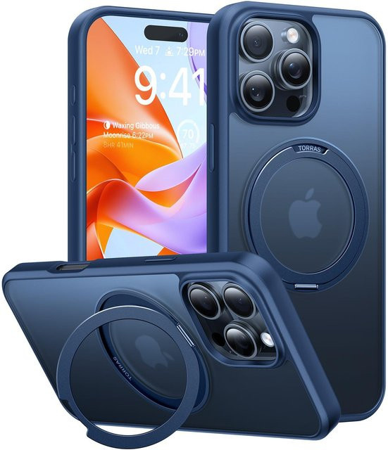 Torras Ostand Pro Series MagSafe Handyhülle für iPhone 16 Pro in Blau - Bild 1