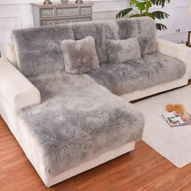 Rutschfester Sofabezug als Vollbezug aus Fleece in Grau, Breite: 80 cm, Breite: 80 cm - Bild 1