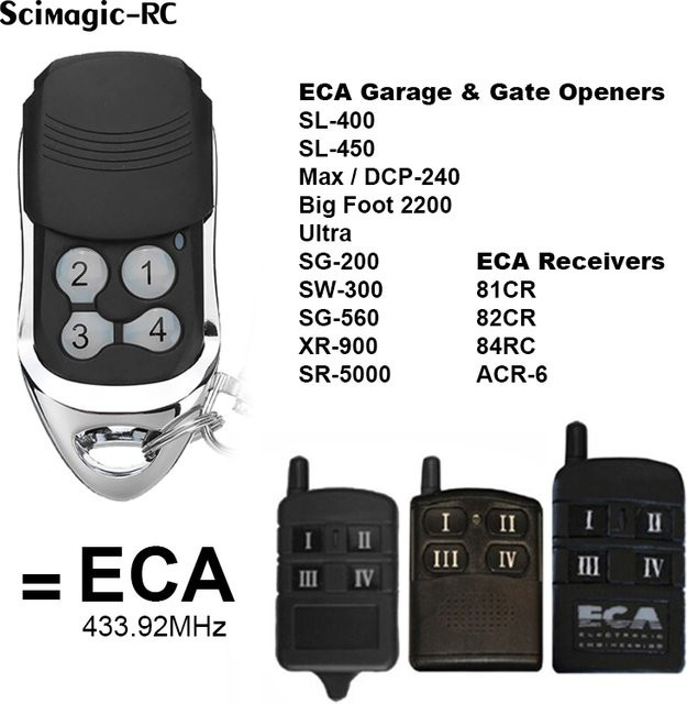 Eca Garagentor Fernbedienung DCP-240 mit großem Knopf, 433,92 MHz Rolling Code, Schwarz - Bild 1
