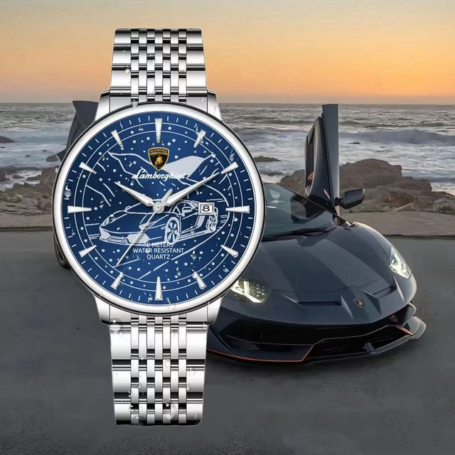 Lamborghini Armbanduhr, Quarz, Edelstahl, Blau, Unisex - Bild 1