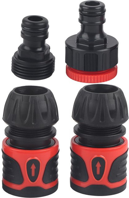 CosyHome Gartenschlauch Schnellverbinder Set 4 Stück, Adapter für 1/2 Zoll Schläuche, Grau und Schwarz - Bild 1