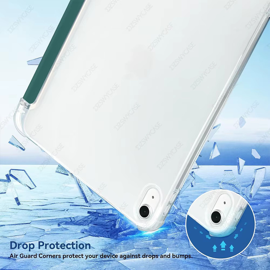 DZSWYCASE Schutzhülle für iPad Air 11 Zoll M4/M3/M2 und iPad Air 5/4 10,9 Zoll mit Stifthalter, Transparent mit blauer TPU-Rückseite - Bild 3