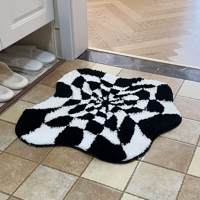 LAKEA Handgetufteter Teppich mit abstraktem 3D-Illusion Design in Schwarz-Weiß - Bild 5