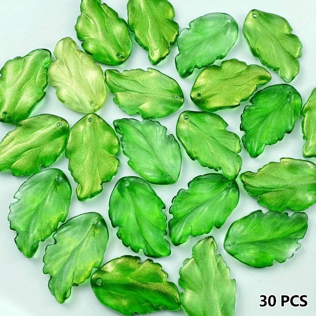 Winkit Abstandsperlen Glas, blattförmig, Grasgrün - Bild 1