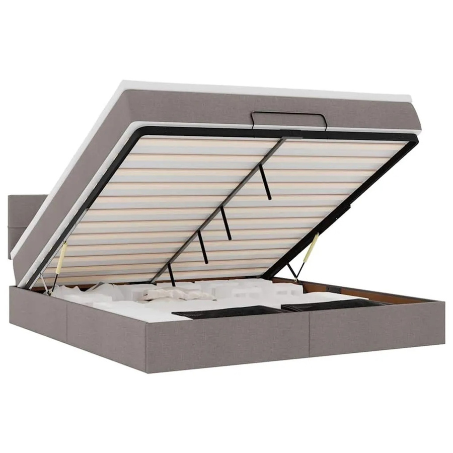vidaXL Ottomane Bett mit Matratze und LED-Beleuchtung in Taupe, B/T/H: 180 x 200 x 203 cm - Bild 2