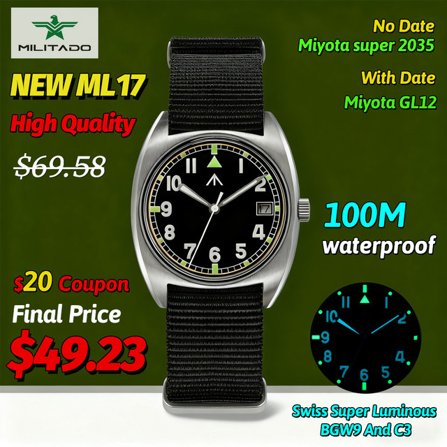 Militado Armbanduhr, Quarz, Edelstahl, Blau, 36 mm, Herren - Bild 1