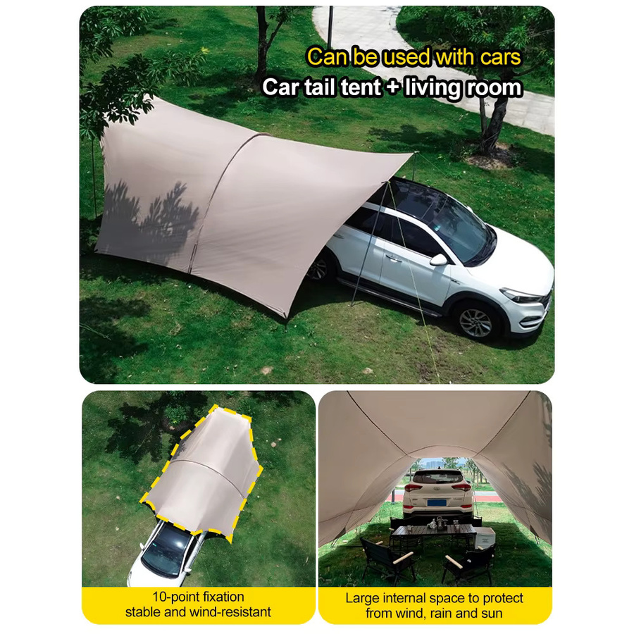Sonuto Campingzelt mit Silberbeschichtung und UV-Schutz, wind- und regendichtes Überdachungszelt für den Außenbereich, Farbe: Silber/Beige, B/T/H: 550 x 400 x 220 cm - Bild 6