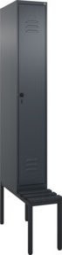 C+P Spind Classic PLUS Garderobenschrank mit Sitzbank, 1 Abteil, Schwarzgrau, B/T/H: 212 x 30 x 81,5 cm - Bild 1