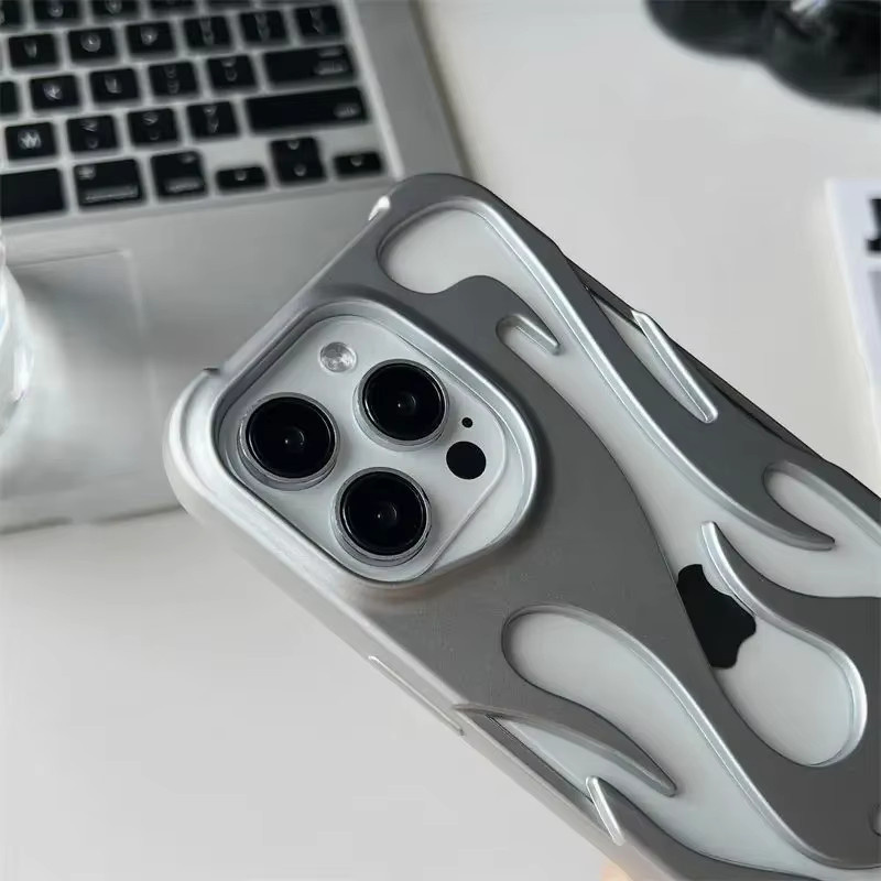Stoßfeste Handyhülle mit 3D-Flammenmuster für Apple iPhone 11 bis 18 Pro Max Plus Air in Purple - Bild 3