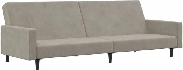 vidaXL Schlafsofa 2-Sitzer Click-Clack in Hellgrau aus Samt mit Massivholzrahmen - Bild 1