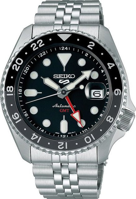Seiko Armbanduhr, Automatik, Edelstahl, 43 mm, Herren, Schwarz, Silber - Bild 1