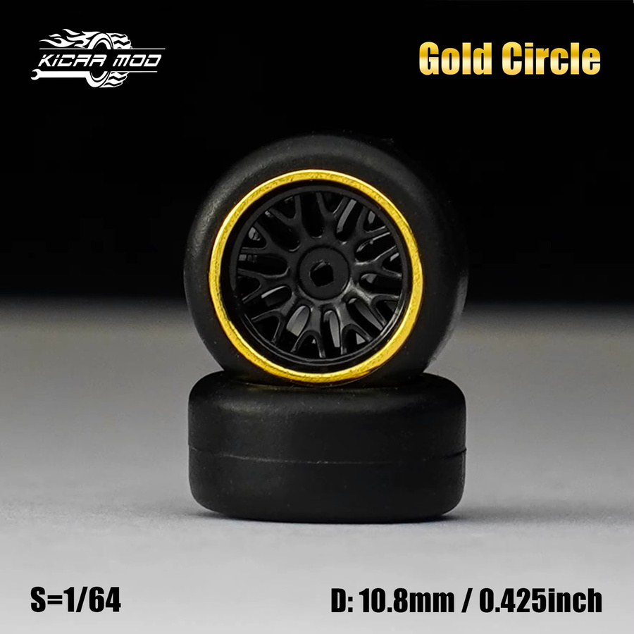 KICARMOD Modellauto Zubehör, 1:64, Schwarze Goldkreisfelgen, mit Gummireifen, 1 Set - Bild 4