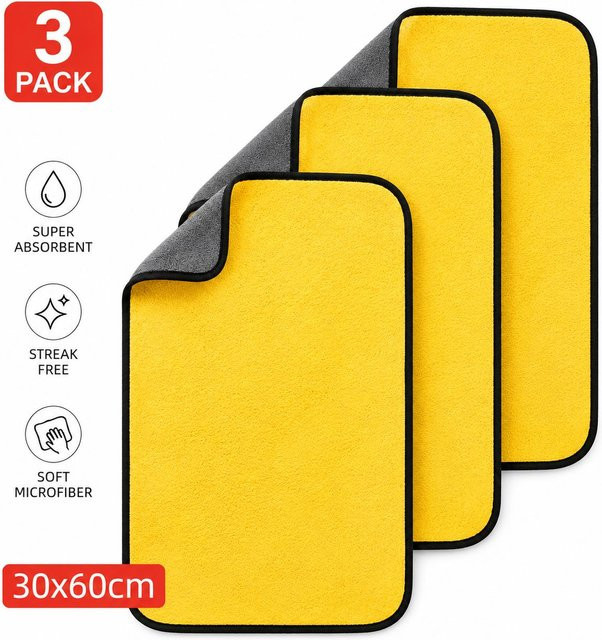 MAITA Emodern Mikrofaser-Reinigungstuch, Mehrzweck-Küchen- und Autotuch, gelb, Breite: 60 cm, Tiefe: 30 cm, 3er-Pack - Bild 1