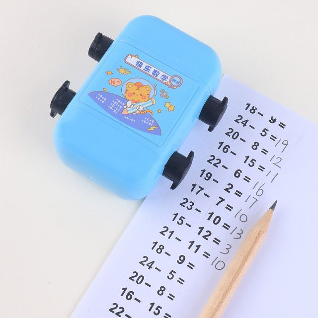 Zwei-in-Eins-Mathematik-Rollstempel mit doppelter Walze für das Üben der Multiplikation in Blau - Bild 1