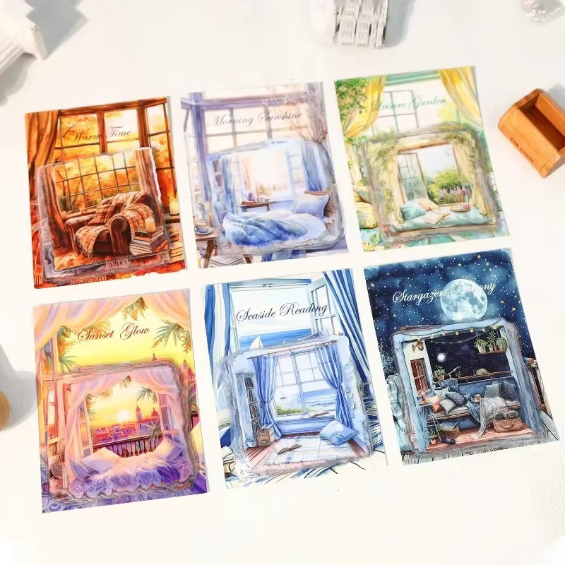 20 Stück selbstklebende Retro-Balkon-Fensteransicht PET-Dekoration für Fenster-Briefpapier, Multicolour, B: 16,3 cm x H: 10 cm - Bild 2