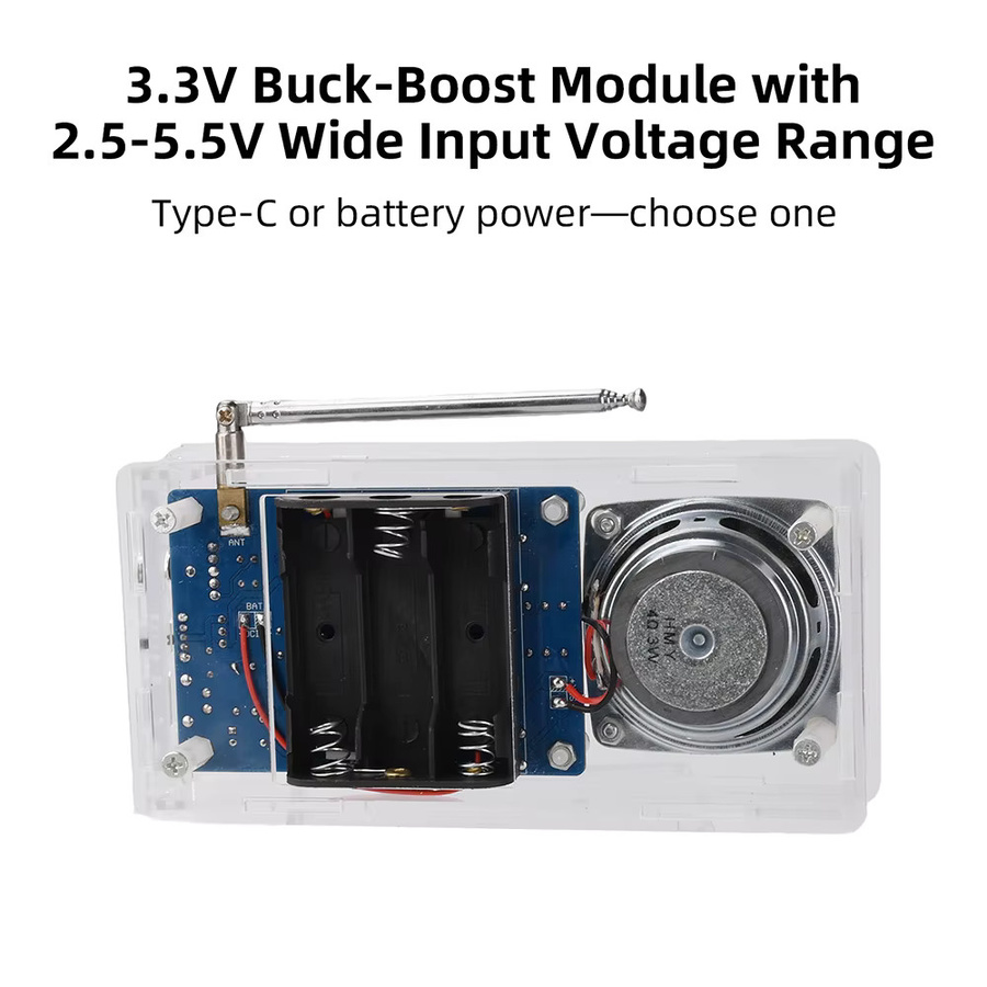DIY Elektronik-Bausatz diymore FM-Radio Lötset mit Digitalanzeige und USB-C Anschluss, transparent - Bild 2