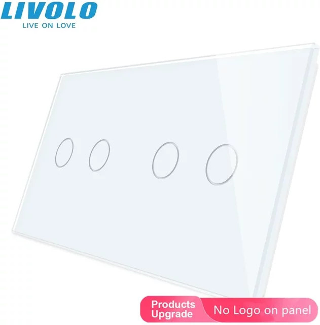 Livolo Luxus Perlenkristallglas Doppelglasscheibe VL-C7-C2/C2-11 in Multicolour und Weiß, B: 15,1 cm, H: 8,0 cm - Bild 1