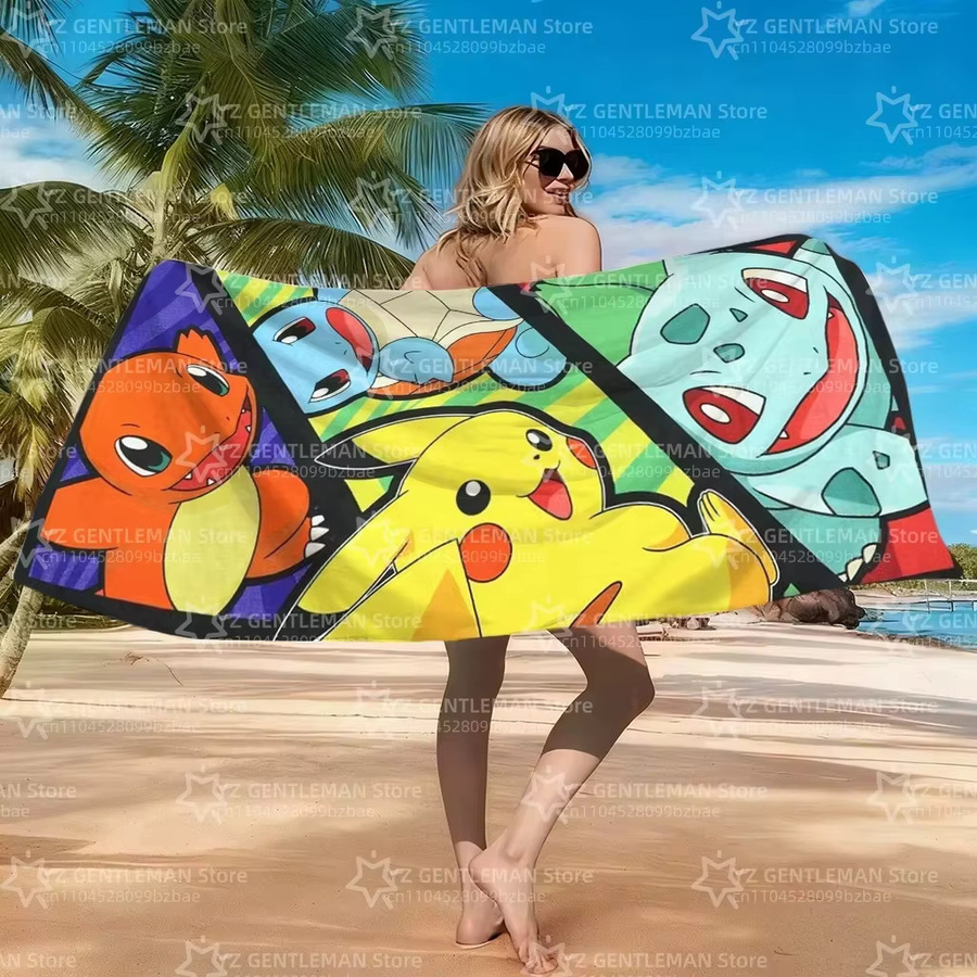 Potdemiel Pokemon Pikachu Strandtuch für Kinder, weich und saugfähig, Mehrfarbig - Bild 3