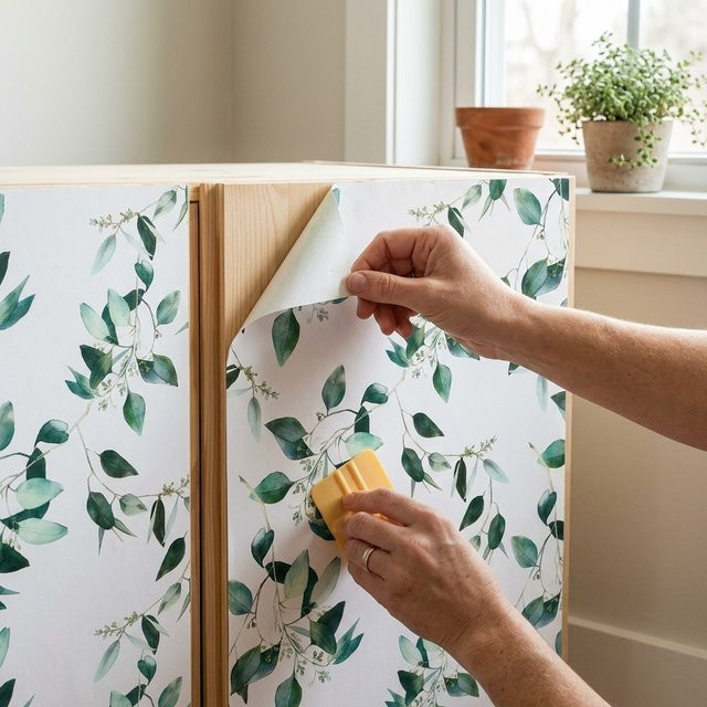 Selbstklebende Tapete von Wokhome mit Blumen- und Pflanzenmuster in Multicolour, wasserdichter PVC-Wandaufkleber im skandinavischen Design für Möbel und Schranktüren - Bild 1