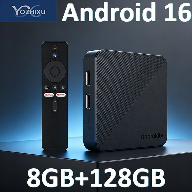 YOZHIXU Android 16 Smart TV Box Media Streamer mit 8GB RAM und 64GB/128GB Speicher, 8K HD Video, Dual WiFi6 und Bluetooth 5.4, Schwarz - Bild 1