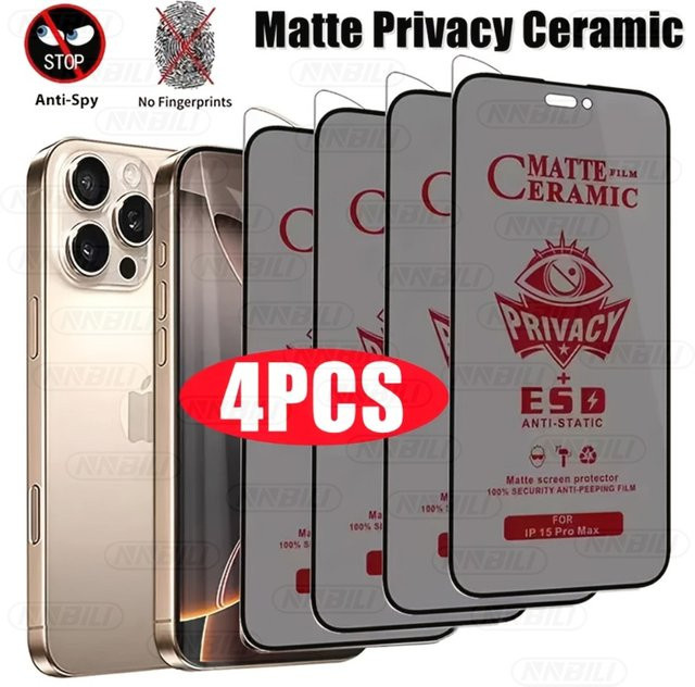 NNBILI 4 Stück Matte Keramik-Displayschutzfolie für iPhone 11 bis iPhone 18 Pro Max, Transparent - Bild 1