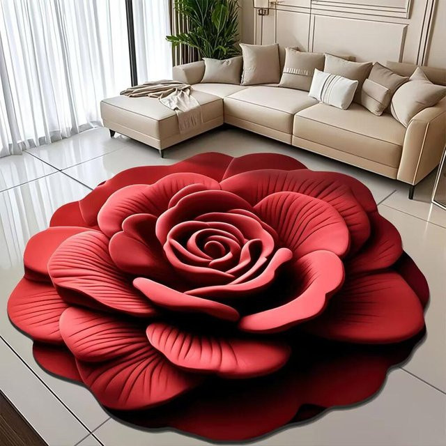 Pfingstrose Fußmatte mit floralem Design, weinrot, B/B: 40 x 40 cm - Bild 1