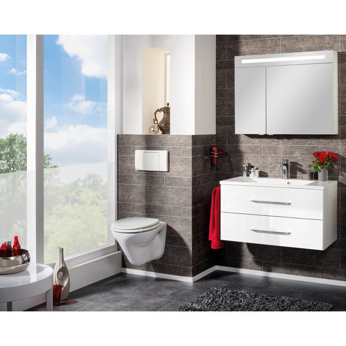 FACKELMANN Waschplatz-Set B.CLEVER für dein Badezimmer in Weiß mit LED-Beleuchtung und Soft-Close-Türen, B/T/H: 90 x 46 x 50,8 cm - Bild 3