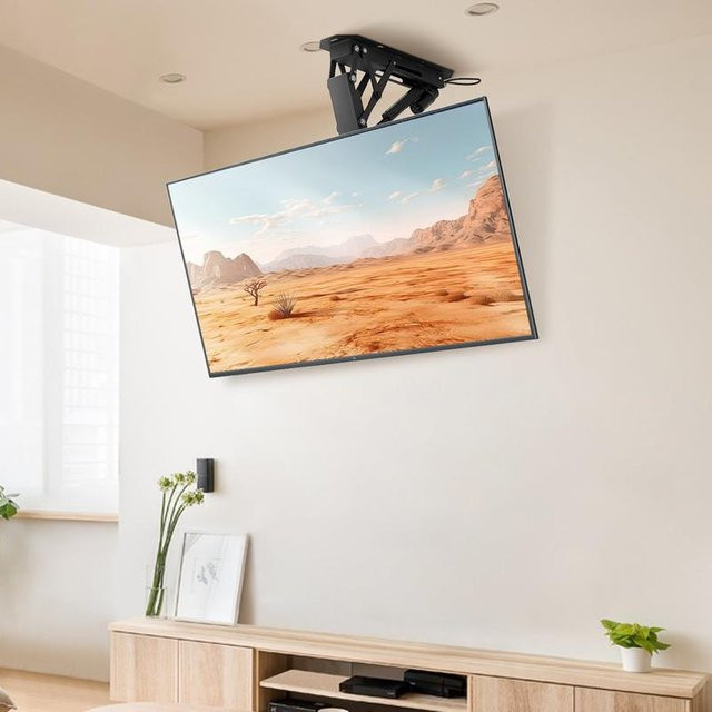Motorisierte Maison TV-Deckenhalterung in Schwarz für Bildschirme von 32-65 Zoll, elektrisch verstellbar, max. VESA 600 x 600 mm, Tragfähigkeit bis 40 kg - Bild 1