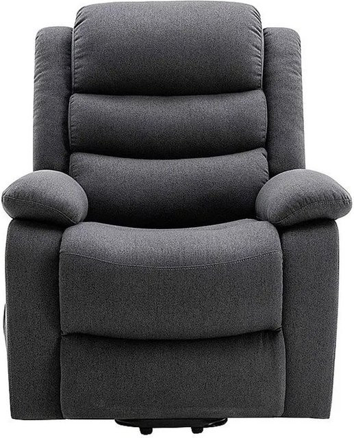 Vente-unique Sessel Nadine mit gerader Rückenlehne und Armlehnen in Anthrazitgrau, Höhe: 94 cm - Bild 1