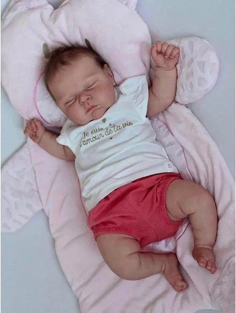 Ivita Babypuppe, Pfirsiche, 48 cm, Silikon, mit verwurzeltem Haar - Bild 1