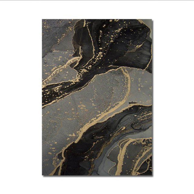 TPFLiving Luxus Poster Leinwand Modell C mit abstrakten Strukturen in Gold, Schwarz und Grau, Breite: 60 cm, Höhe: 80 cm - Bild 1