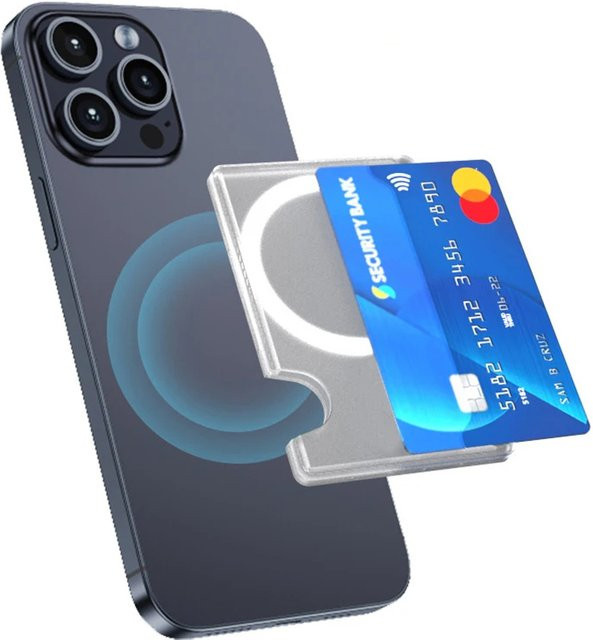 Mrgabwte Magnetische transparente Kartenhülle mit Kartenfach kompatibel mit MagSafe für iPhone und Samsung S24 Ultra - Bild 1