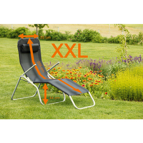 Merxx Wellnessliege XXL Schwarz mit Textilene-Gewebe und Armlehnen - Bild 3