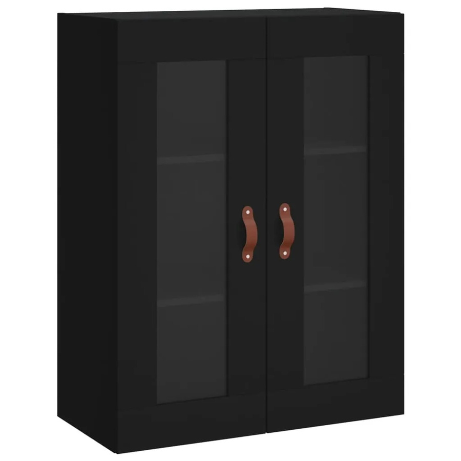 vidaXL Wandschrank Schwarz mit Glastüren, B/T/H: 69,5 x 34 x 90 cm - Bild 2