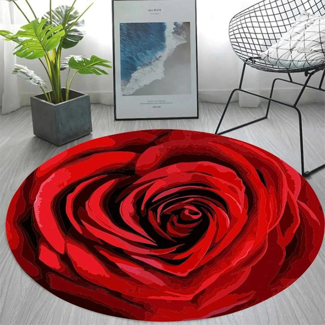 Runder Rosenteppich Karpetti in Rot, rutschfest und waschbar, Durchmesser: 80 cm - Bild 1