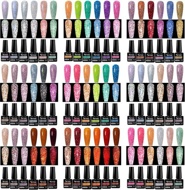 Mtssii Nagellack-Set, 6-teilig, reflektierender Aurora-Glitzer, Gel - Bild 1