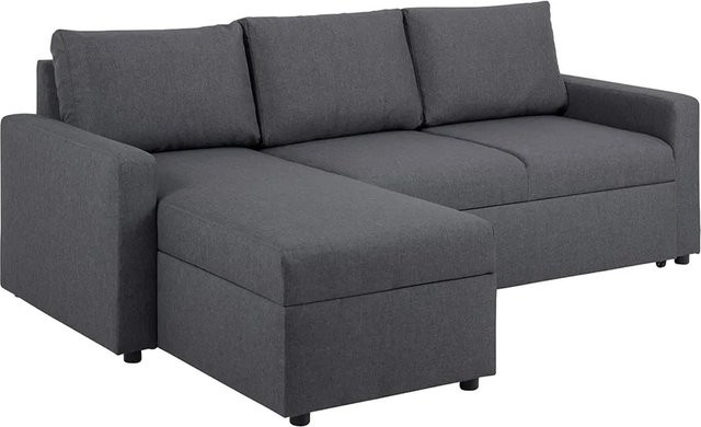 ebuy24 Sander Schlafsofa in L-Form mit Ottomane, Aufbewahrung und Auszug, Grau - Bild 1