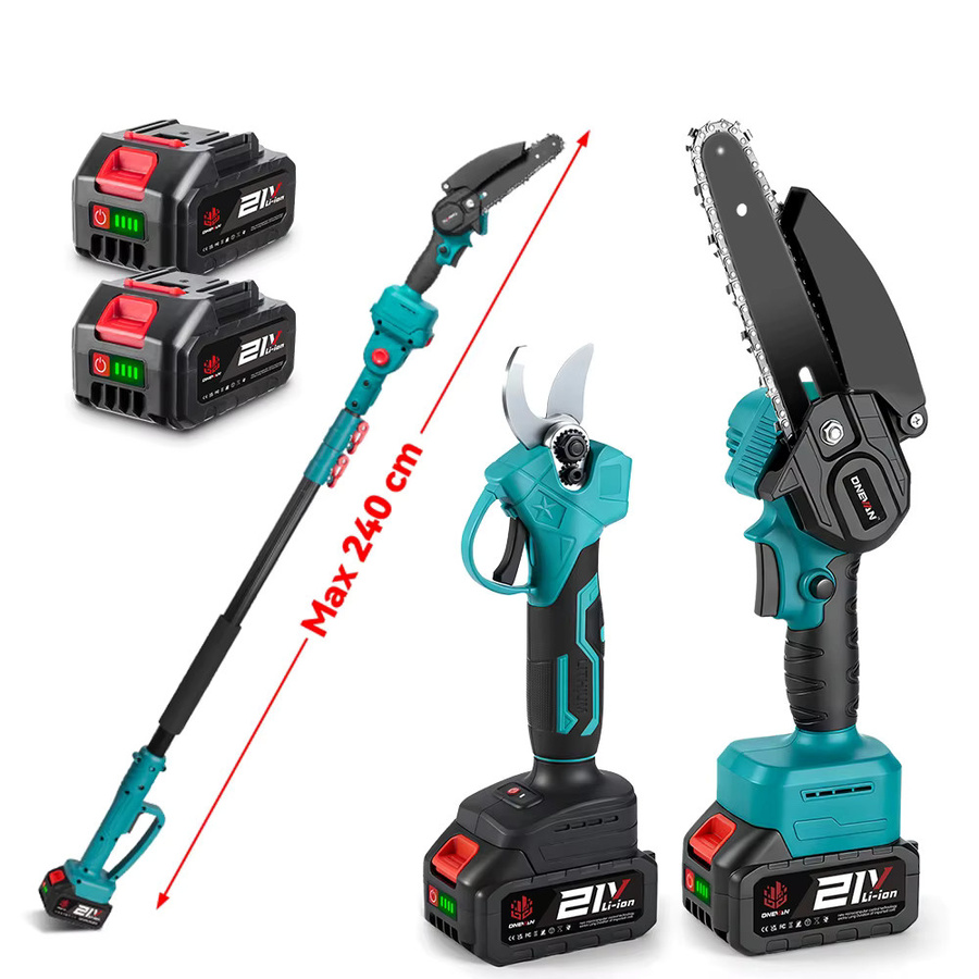 ONEVAN 4-in-1 Bürstenlose Hochastsäge und Kettensäge mit Teleskopstange als Astschere für Makita 18V Akku, Mehrfarbig - Bild 4