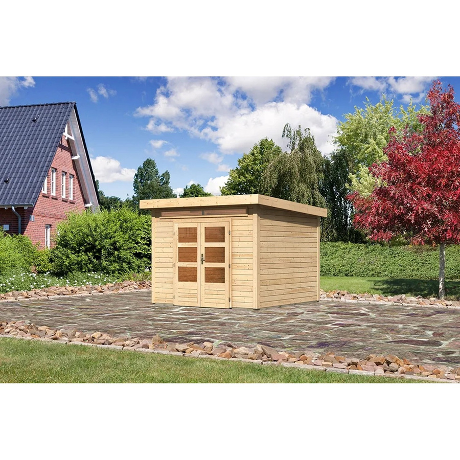 Karibu Holz-Gartenhaus Kumla 6 in Natur mit Pultdach und modernem Design, B/T: 270 x 270 cm - Bild 2