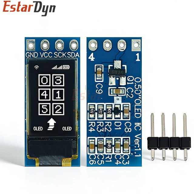 Estardyn CH1115 OLED-Display-Modul 0,5 Zoll Weiß 48x88 IIC Vertikaler Bildschirm für Mini-Projekte - Bild 1