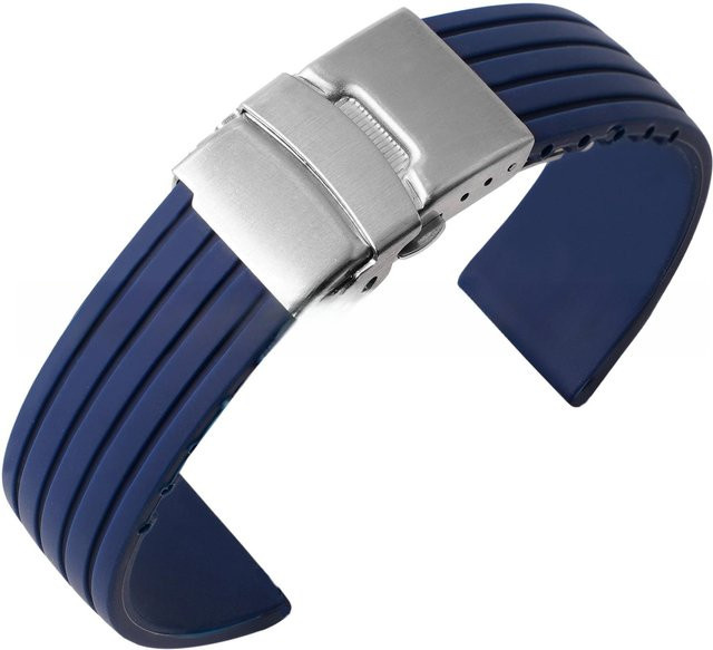 Uhrenarmband Silikonkautschuk, dunkelblaue, Faltschließe, 24 mm, Herren - Bild 1