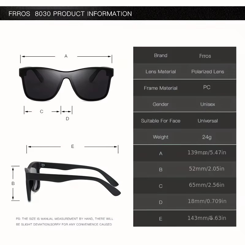 FRROS 8030 Sonnenbrille, Vollrand, Kunststoff, Unisex, schwarz, polarisiert - Bild 2