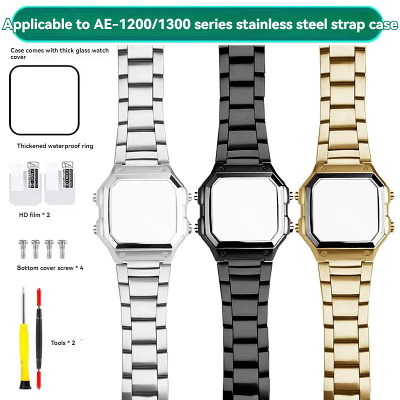 Casio AE-1200WH Metall-Umrüstsatz, Edelstahl, Silber, Uhrenzubehör - Bild 2