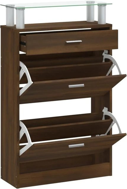 vidaXL Schuhschrank Eichen-Optik Braun, Wandmontage, Modernes Design, B/T/H: 63 x 24 x 104 cm - Bild 1