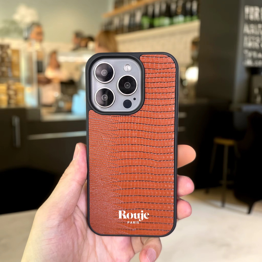 Eidechsenleder Handyhülle für iPhone 17 16 15 14 13 12 11 Pro Max Plus Cover im French Fashion Design - Bild 3
