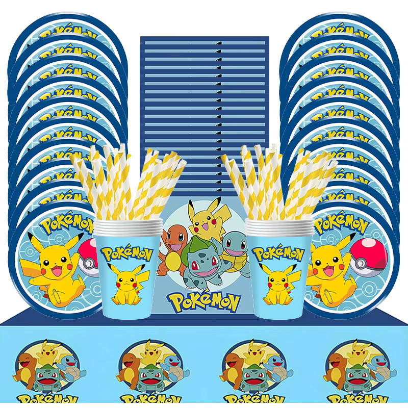 Potdemiel Pokemon Party Einweg-Geschirrset mit Pikachu Motiv in Mehrfarbig für deine Geburtstagsparty Dekoration - Bild 2